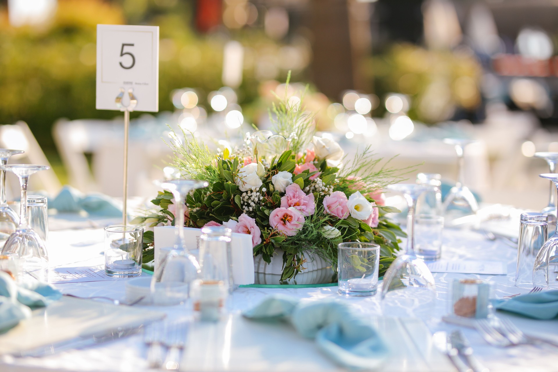 Table setting for an event party or wedding reception